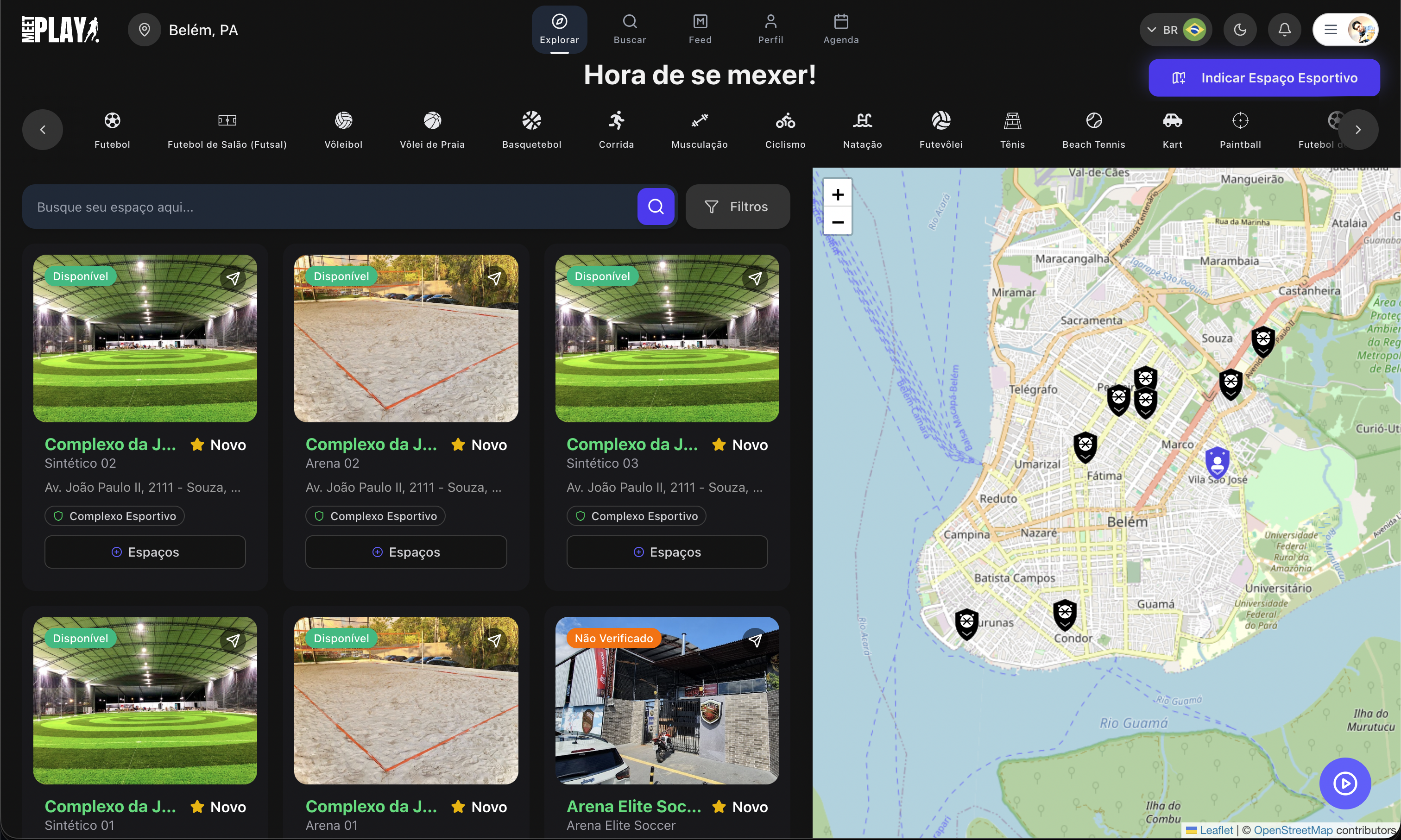 Mockup de tela do projeto MeetPlay